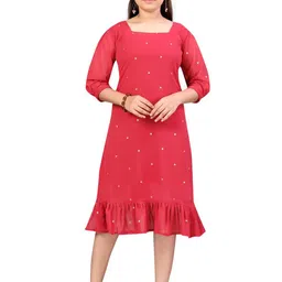 BAESD Polka Dot Georgette A-Line Midi Dress-picture-40