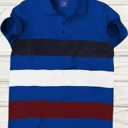 TB BLUE Boys Striped Polo Collar Slim Fit T-shirt-image-74