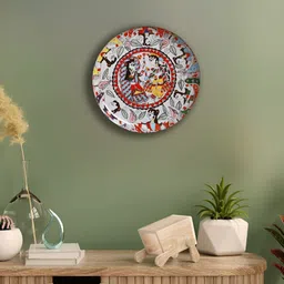 Homspurts White & Red Madhubani Iron Printed Wall Art-23