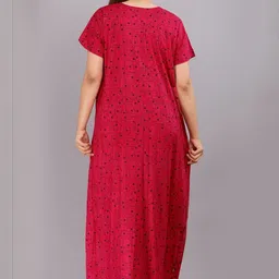 AAKARSHANA Pink Pure Cotton Maxi Printed Nightdress-picture-0