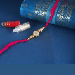 Vivastri CZ Stone Gold and Rhodium Plated Alloy Rakhi for Lovely Brother [VIVA1205RKG]-image-96