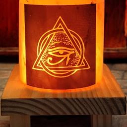 GLOBAL AROMA Mustard Printed Wood Contemporary Cylindrical Shaped Table Lamp-2