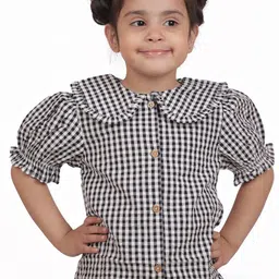 Miyo Girls Checked Peter Pan Collar Cotton Shirt Style Top-picture-31