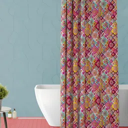 ArtzFolio Pink & Yellow Printed Waterproof Shower Curtain-9