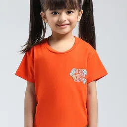 Monte Girls Typography Printed Round Neck T-shirt-52