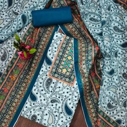 Panzora Paisley Printed Chanderi Cotton Unstitched Dress Material-image-97