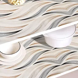 Aura Cream-Coloured & Grey Printed Water Resistant Shelf Liner Organiser-16