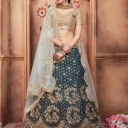 ODETTE Embroidered Semi-Stitched Lehenga & Blouse With Dupatta-image-96