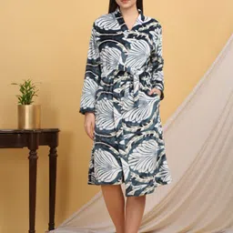 Arrabi Printed Bath Robe With Belt-15