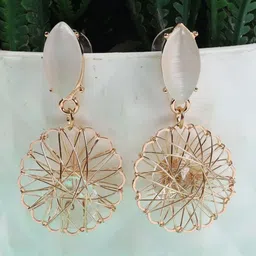 Jewelz Gold-Plated Beaded Contemporary Drop Earrings-56