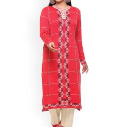 WOOL 4U Women Geometric Printed Straight Kurta with Trousers-picture-7