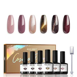 Modelones Set Of 6 Cosmo Cat Eye Gel Nail Polish - 7 ml Each - Glitter Waves-22