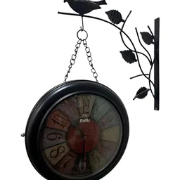 Nutts Black Chain Bird Double Sided Analogue Vintage Wall Clock-image-62