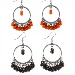 Creative Frogs Set Of 2 Silver Toned Oxidized Drop Earrings-image-33