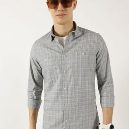 Thomas Scott Men Classic Spread Collar Micro Checked Cotton Slim Fit Casual Shirt-picture-10