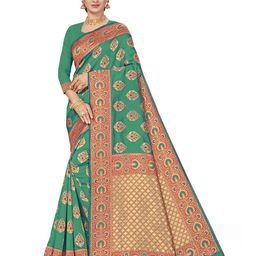 Maroosh Floral Zari Silk Blend Banarasi Saree-image-55