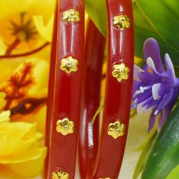SATTIK Pack of 2 Plastic Red Gold-plated Shakha Pola-image-39