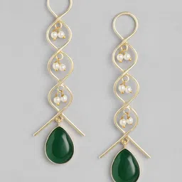 Anouk Gold-Plated Beaded Teardrop Shaped Drop Earrings image 2
