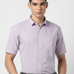 V Dot Men Spread Collar Floral Printed Cotton Formal Shirt-image-41