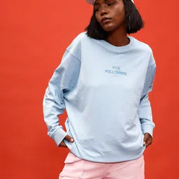 glitchez Relaxed Feel Embroidered Detail Drop-Shoulder Sleeves Terry Sweatshirt-image-32