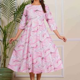 AartiFashion Women Abstract Printed Cotton Fit & Flare Midi Dress-image-94