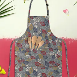 ArtzFolio Grey & Maroon Printed Cotton Aprons-23