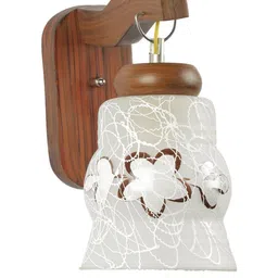Somil Premium Designer Glass Wall / Night Lamp Elegant & Stylish Dcor Accent for Modern Interiors, color- White, Brown, Size:- 19 X 27 X 29 CM-image-69