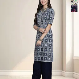 HERE&NOW Women Pack Of 3 Ethnic Motifs Printed Daily Straight Kurtas-image-50