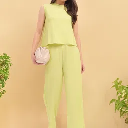 DressBerry Self Design Round Neck Top With Trouser-35