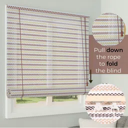 Kuber Industries Cream-Coloured & Maroon Geometric Window Blinds image 5