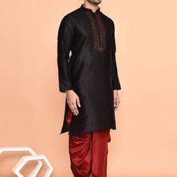 Arihant Rai Sinha Men Yoke Design Regular Thread Work Kurta with Dhoti Pants image 3