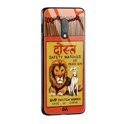 DailyObjects Orange & Red Dost Matchbox OnePlus 7 Glass Case image 2