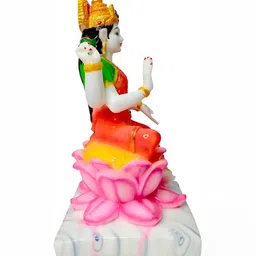 krishnagallery1 White & Red Small Marble Lakshmi Showpiece image 4