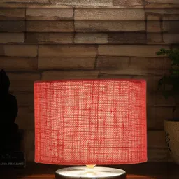 Devansh Pink Textured Steel Table Lamp With Jute Shade image 5