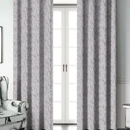 Aura Silver-Toned & Brown Set of 2 Black Out Door Curtain-13