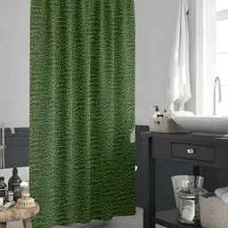 ArtzFolio Green Geometric Printed Waterproof Shower Curtain-17