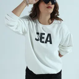 SHOWOFF Women Typography Printed Cotton Sweatshirt-image-10