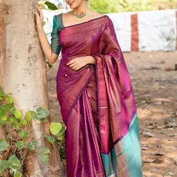 AMRUTKALA SAREES Woven Design Silk Blend Designer Banarasi Saree-image-97