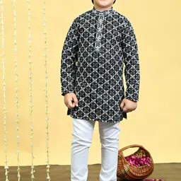 BT DEZINES Boys Embroidered Regular Sequinned Kurta with Pyjamas-48