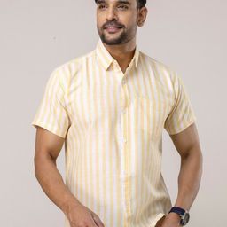 AUZAAI COLLECTION Vertical Striped Spread Collar Khadi Cotton Casual Shirt-image-66