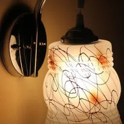 Somil Premium Designer Glass Wall / Night Lamp Elegant & Stylish Dcor Accent for Modern Interiors, color- White, Brown, Size, 21.5 X 25.5 X 28.5 CM-image-83