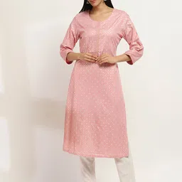 Rangriti Women Flared Sleeves Chikankari Kurta-image-90