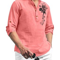 Fifth U Men Peach Cotton Kurtas-image-113