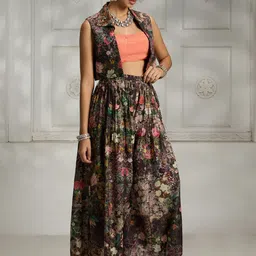 Rivaar By Rocky Star Printed Crop Top With Palazzo & Jacket Co-Ords image 5