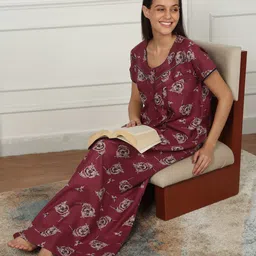 Sweet Dreams Women Floral Printed Maxi Nightdress-image-93