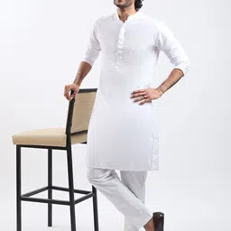 VASTRAMAY Men Yoke Design Regular Thread Work Kurta with Pyjamas-12