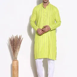 SHOWOFF Men Striped Regular Kurta with Trousers-picture-57