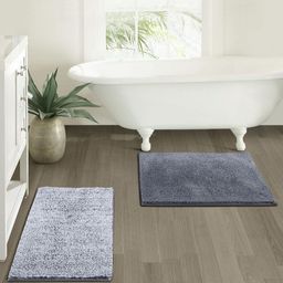 OBSESSIONS 2-Pcs Grey Anti-Skid Bath Rugs-25