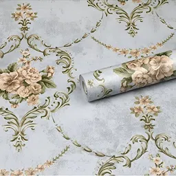 INDIAN ROYALS Green Damask Printed Self-Adhesive Wall Sticker-image-46