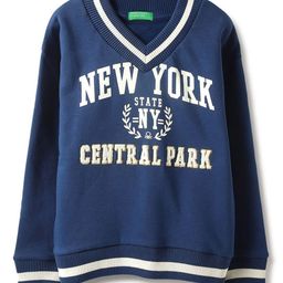 United Colors of Benetton Girls Typography Printed V-Neck Cotton Pullover Sweatshirt-image-96